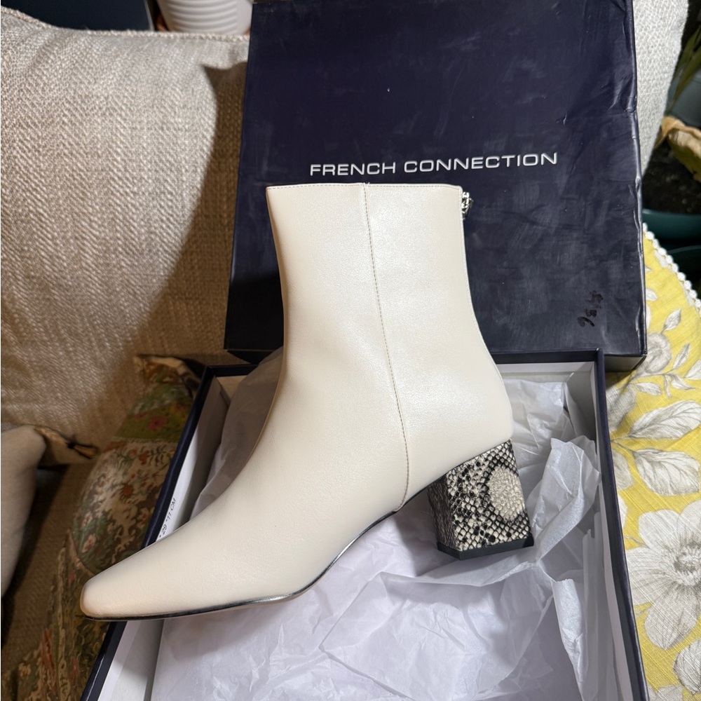 French Connection Cream Ankle Boots